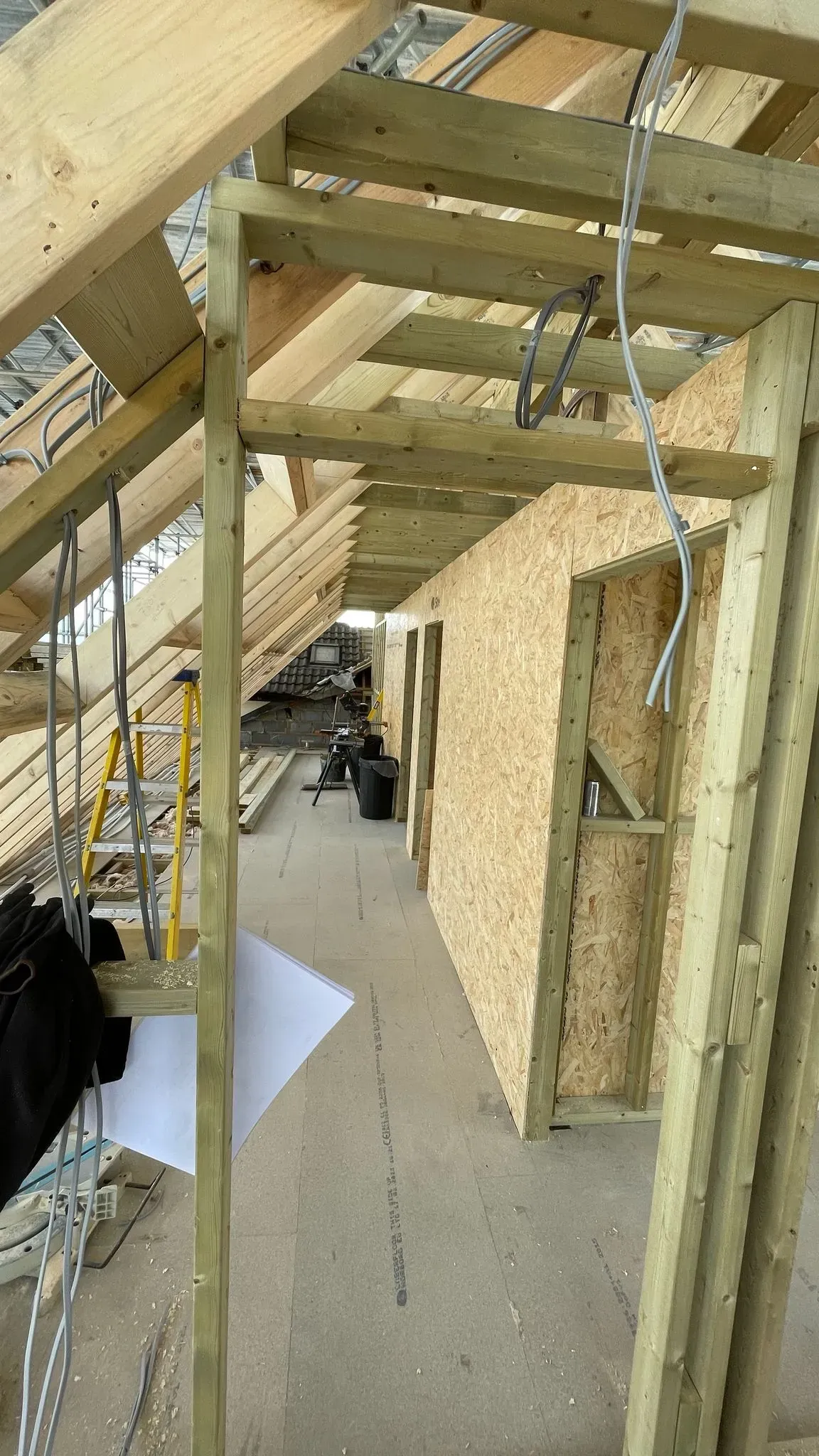 Bespoke loft conversion structural timber framing in progress by DP Carpentry and Building LTD.